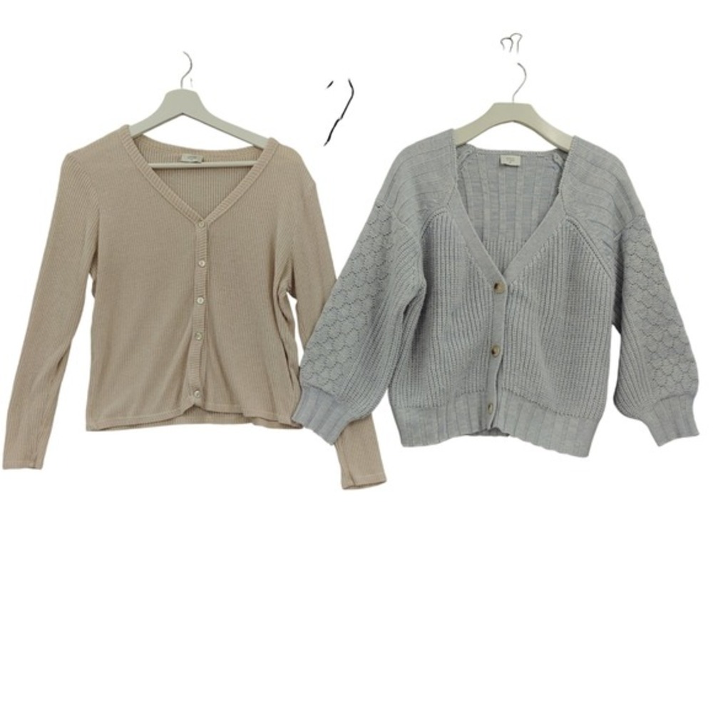 Common Threads Bundle 2pc Womens Soft Girl Cardigan SP Tan Blue Knit Sweaters